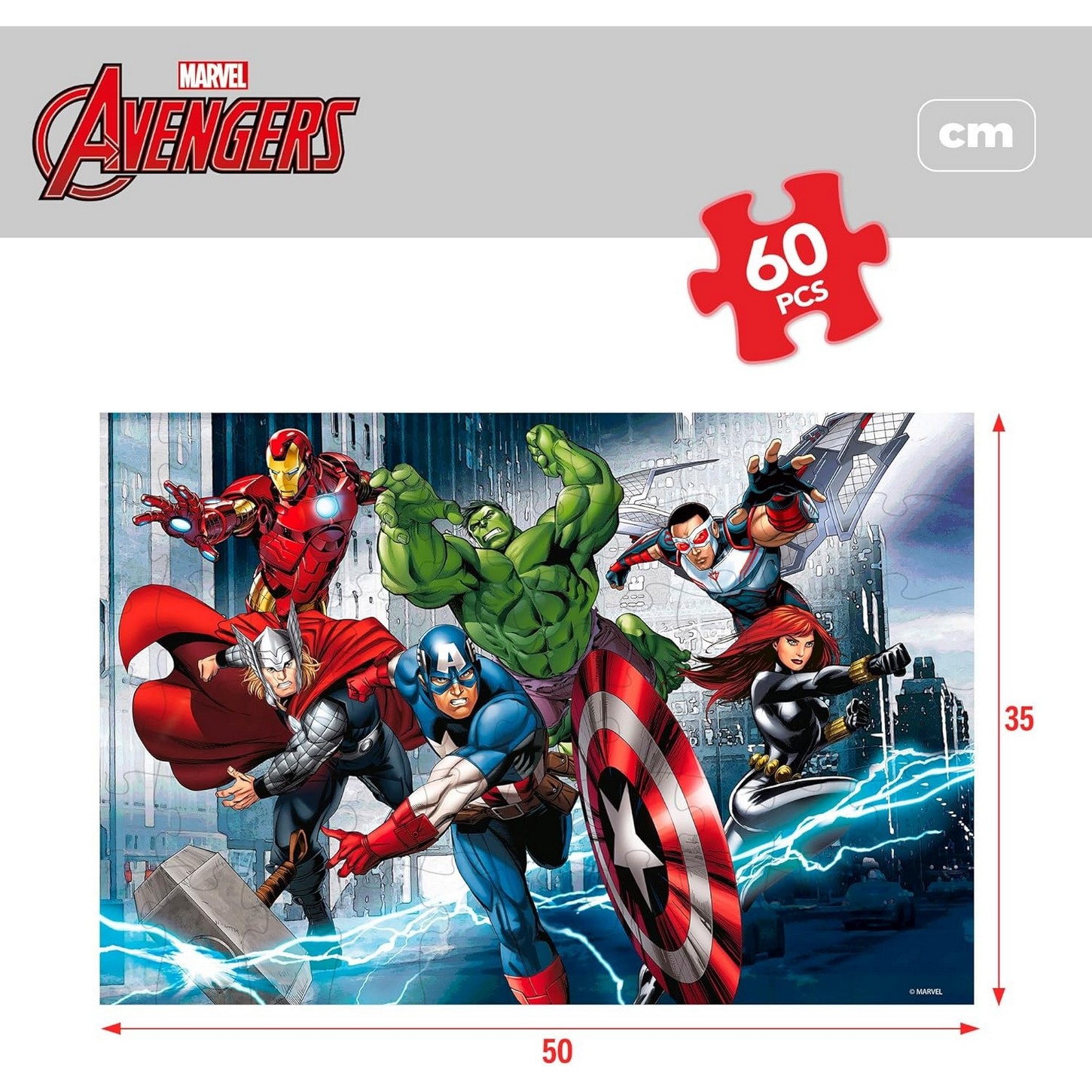 Lisciani Puzzle Marvel Avengers 2 in 1 cm 50x35 Af Interni